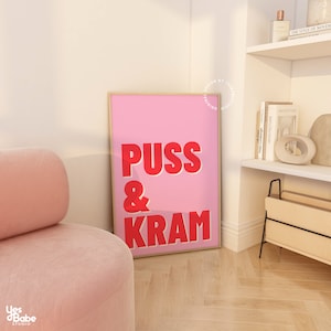 Swedish wall art, Dopamine decor, Swedish quote, Gift for Swede, Cute swedish prints, Maximalist wall art, Eclectic wall art, Pink and red