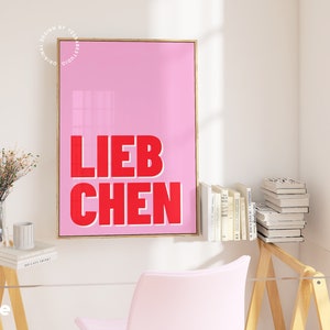 Danish pastel wall art, German posters, Pastel home decor, German quote prints, pink and red wall art, dopamine decor, light pink wall art
