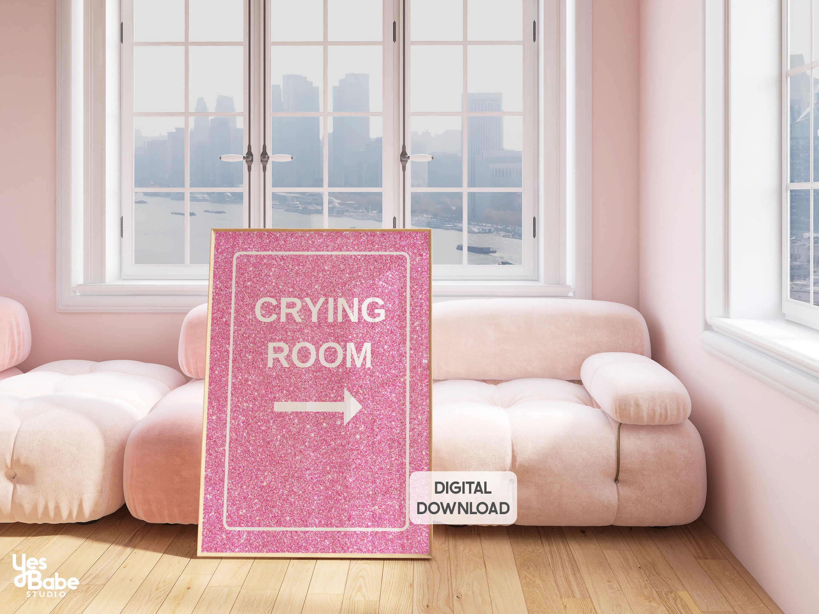Ironically Pink Crying Room Print, Pink Preppy Wall Art, Funny Ironic Prints Maximalist ...