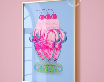 Dopamine decor, dessert themed art, Groovy kitchen prints, Maximalist wall art, Funky wall art, Colorful prints, Quirky wall art, Weirdcore