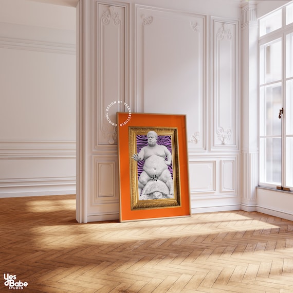 Maximalist wall art, Quirky decor, Weird wall art, Funky art print, Orange wall art, Weird decor, Funky decor, Maximalist decor, Colorful