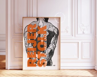 Reijer Stolk print, Male body illustration, Danish pastel decor, Museum exhibition prints,Aesthetic decor, Maximalist wall art, Pastel decor