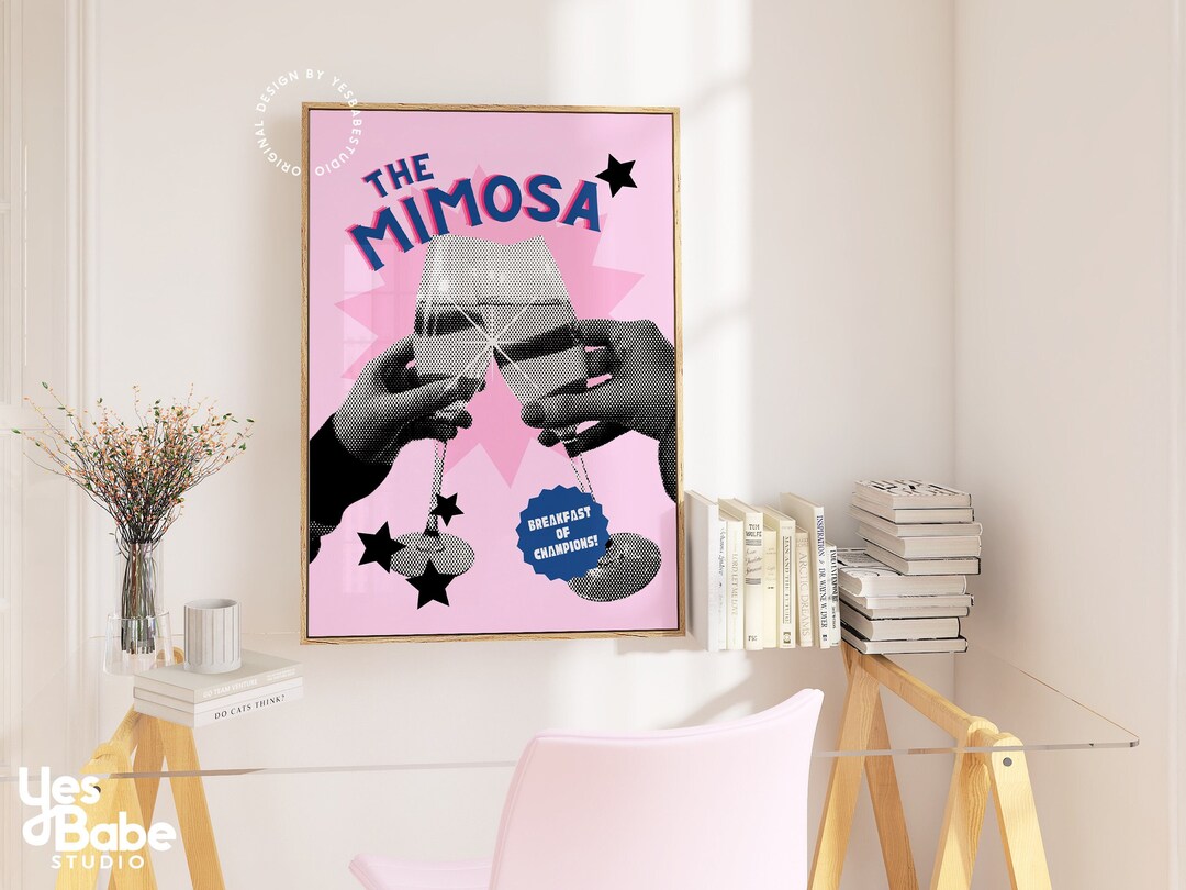 pink-bar-cart-print-mimosa-bar-print-aesthetic-apartment-decor