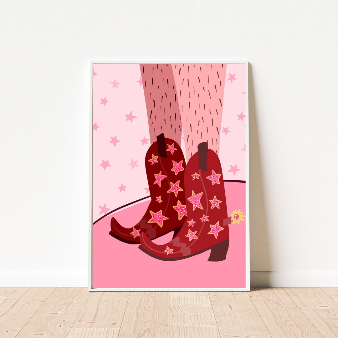 Cowboy Boots Poster Fun Colorful Poster Colorful Boho - Etsy