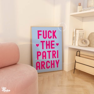 Feministische muurkunst, feminismeprints, val van het patriarchaat, maximalistische muurkunst, girl power prints, cadeau voor feministe, de toekomst is vrouwelijk