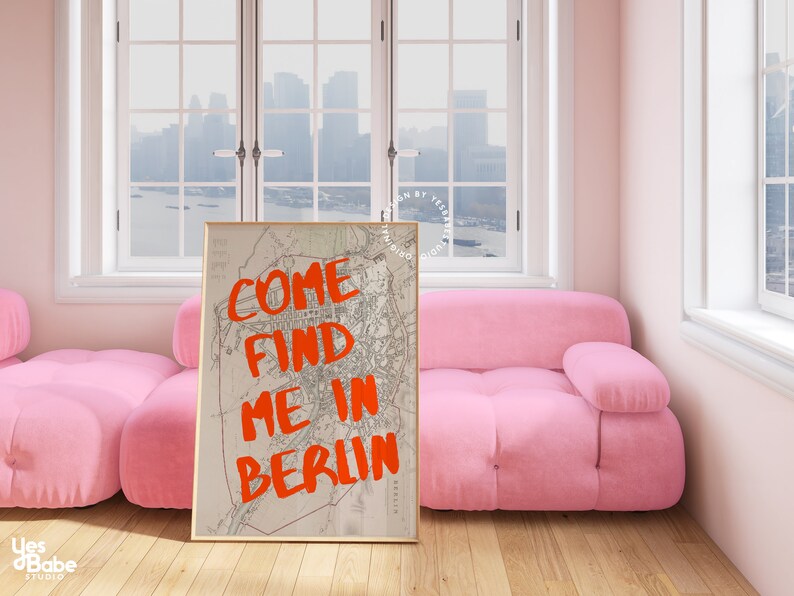 Berlin travel poster, Berlin map print, Maximalist wall art, Travel prints Europe, Funky Berlin prints, Berlin lover gift, Berlin wall art image 4
