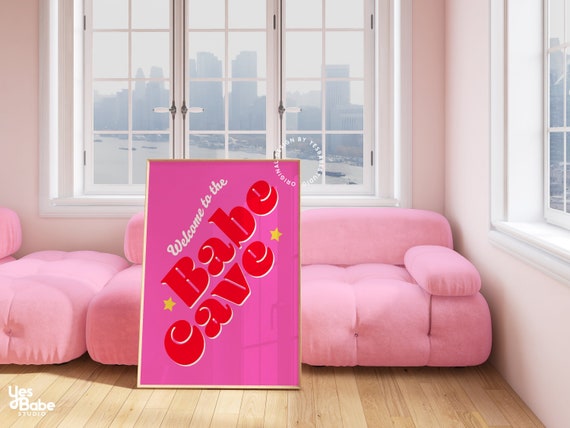 Dopamine decor, College apartment decor, Preppy wall art, Maximalist wall art, Pink and red decor, Dorm room prints, Funky art print, Girly