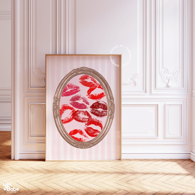Coquette Room Decor, Light Pink Wall Art, Red and Pink Decor, Rococo ...