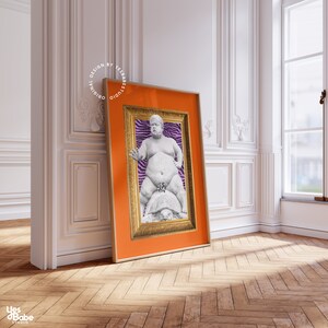 Maximalistisk väggkonst, Udda inredning, Konstig väggkonst, Funky konsttryck, Orange väggkonst, Konstig inredning, Funky inredning, Maximalistisk inredning, Färgglad bild 2