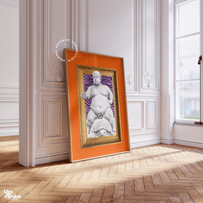 Maximalistisk väggkonst, Udda inredning, Konstig väggkonst, Funky konsttryck, Orange väggkonst, Konstig inredning, Funky inredning, Maximalistisk inredning, Färgglad bild 2