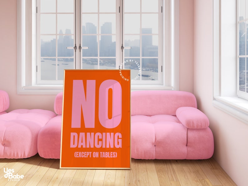Dopamine decor, Bar cart prints, Pink and orange wall art, Bar car accessories, Danish pastel prints, College apartment decor, Dorm room art image 3