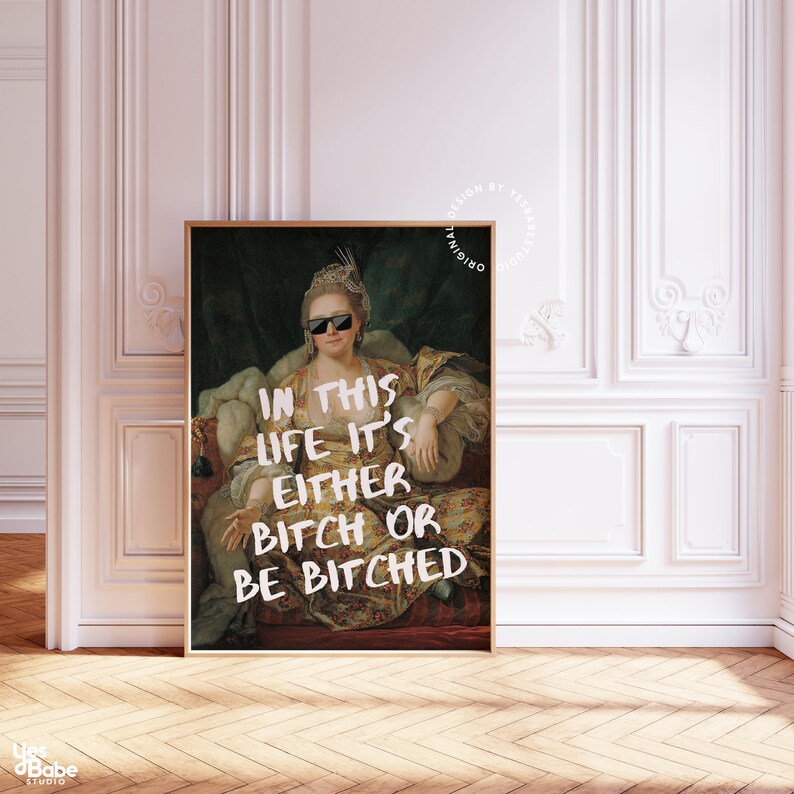 Quirky home decor, Altered art print, Maximalist wall art, Baroque art print, Weird decor, Funky wall art, Altered portrait, Classical art image 3