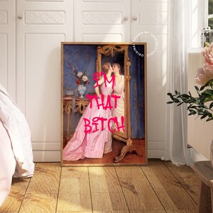 That Bitch print, Altered art print, Feminist wall art, Hot pink wall art, Maximalist art prints, Feminism poster, Coquette wall art, Rococo image 4