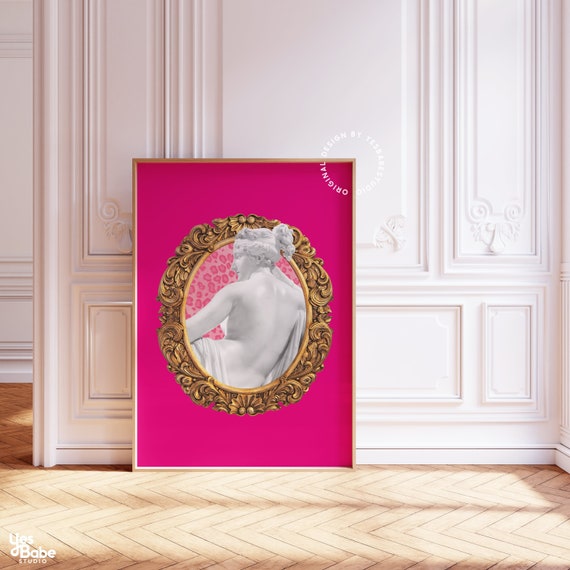 Hot pink wall art, Quirky wall art, Kitsch decor, Maximalist wall art, Weird decor, Funky home decor, Maximalist prints, Weird wall art