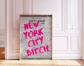 New York Poster, Nyc Poster, Vintage New York Karte, New Yorker Wohnung Wandkunst, Vintage New York Kunst, Funky Wandkunst, New York Reisedruck