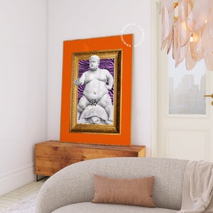 Maximalistisk väggkonst, Udda inredning, Konstig väggkonst, Funky konsttryck, Orange väggkonst, Konstig inredning, Funky inredning, Maximalistisk inredning, Färgglad bild 3