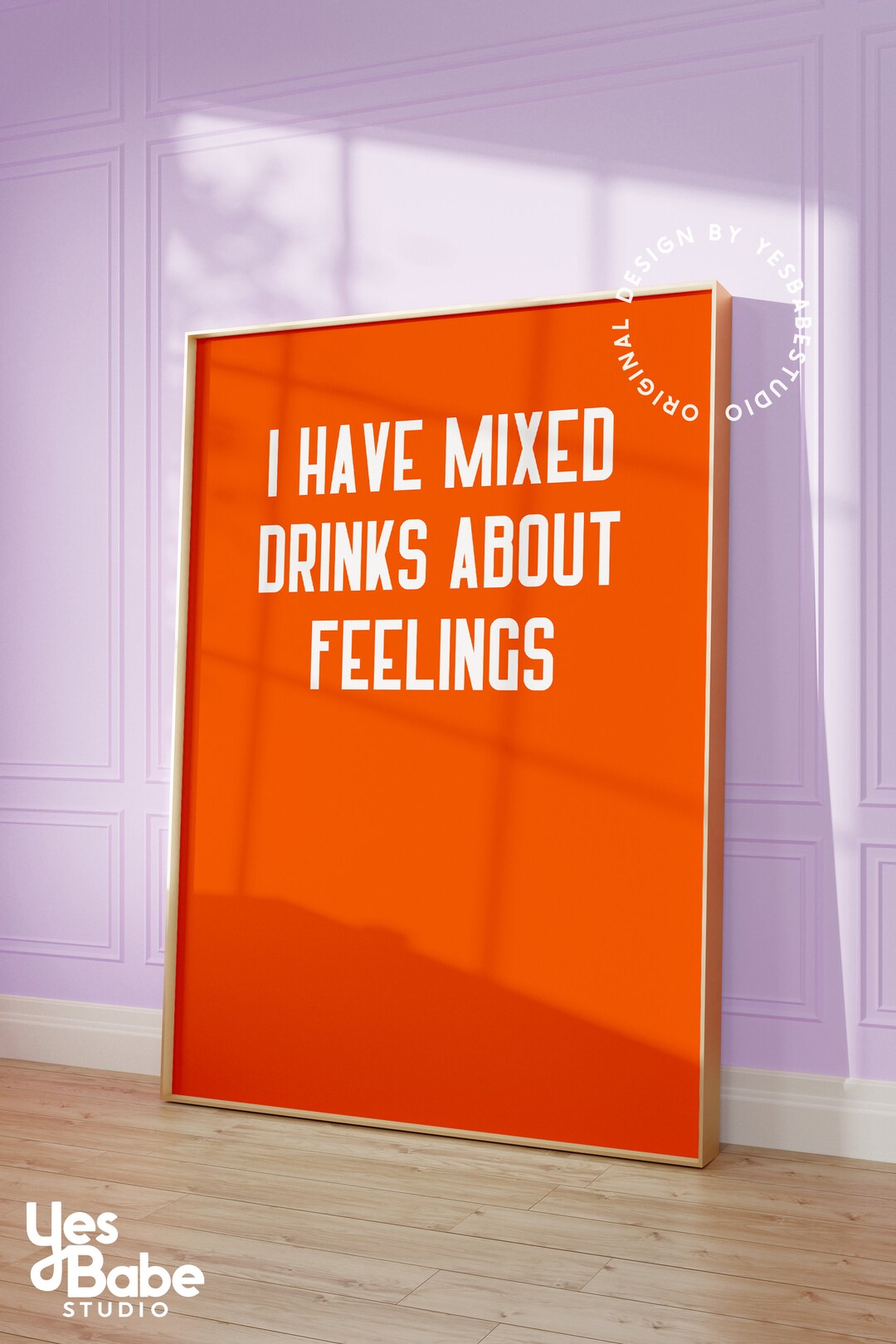 Orange Bar Cart Print, Bar Cart Accessories, Bold Kitchen Prints, Funky