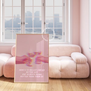 Bar cart prints, Girly room decor, Indie room decor, Pink wall art, Cocktail prints, Disco themed decor, Dorm room prints, Maximalist quirky image 5