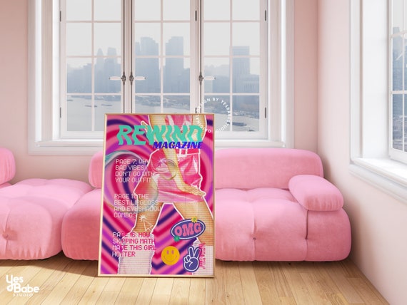 Y2k room decor, Bar cart prints, Y2k art print, room decor aesthetic y2k, Colorful wall art, Maximalist prints, Indie room decor,Y2k poster