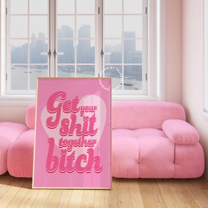 Cubicle decor, Dorm room prints light pink wall art, Quirky decor, Funky art print, Weird art, Maximalist wall art, Kitsch decor, Sassy image 3