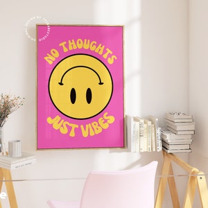 Dopamine decor, Quirky art, Funky wall art, Groovy decor, Smiley face poster, Dorm room decor, College apartment decor, Funky home decor