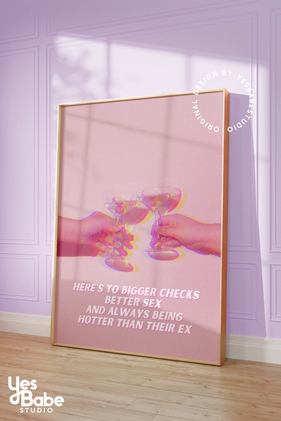 Bar cart prints, Girly room decor, Indie room decor, Pink wall art, Cocktail prints, Disco themed decor, Dorm room prints, Maximalist quirky