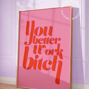 Decoración de cubículos, Arte mural original, Arte mural para oficina en casa, Decoración de apartamentos para chicas, Apartamento universitario, Arte mural moderno, Láminas maximalistas, Arte de oficina