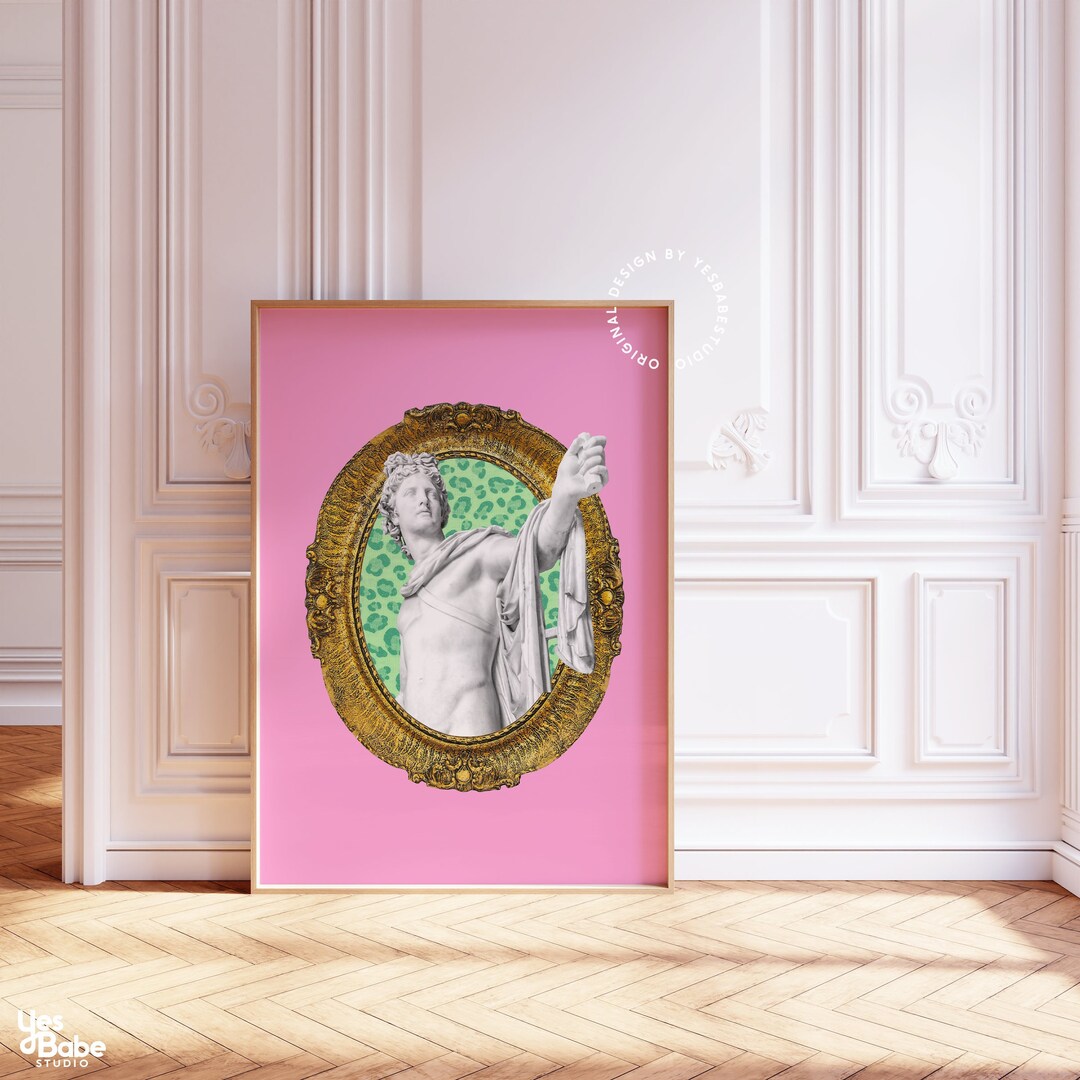 Maximalist Wall Art, Quirky Decor, Light Pink Wall Art, Funky Art Print