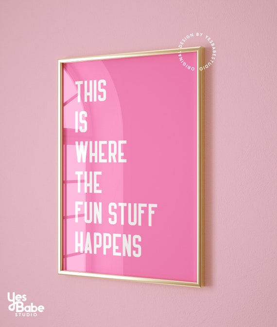 Dopamine decor, Danish pastel, Light pink wall art, Bar cart prints, Bar cart decor, Funky home decor, Maximalist wall art,Positive wall art