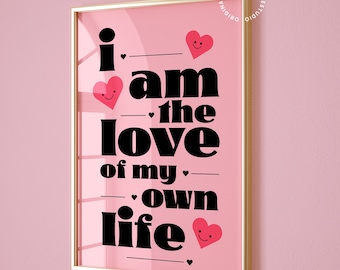 Self love prints, Dopamine decor, Danish pastel prints, Maximalist wall art, College apartment decor, Dorm room wall art, Funky wall art