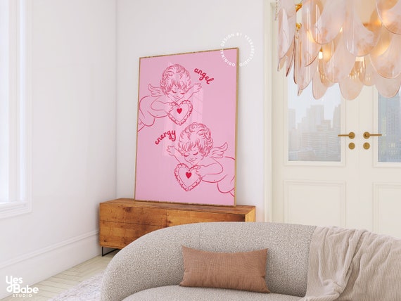 Coquette Room Decor Preppy Room Decor Coquette Decor Pink Orange Prints Y2K  Room Decor Wall Decor Over The Bed Cute Room Decor Aesthetic