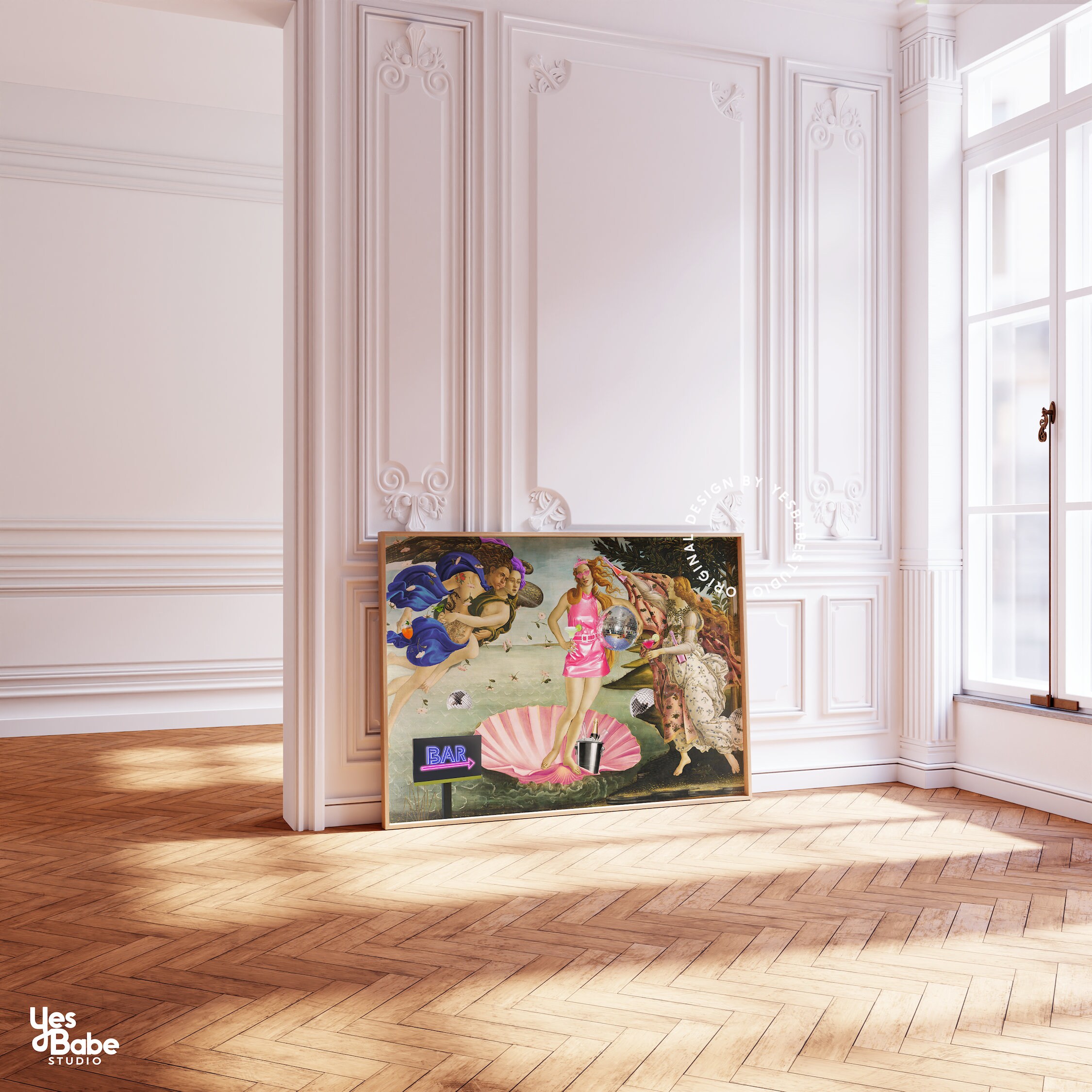 Horizontal Disco Venus, Altered Art Print, Quirky Bar Cart Decor