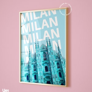 Milan Poster, Milan travel poster, City tourism poster, Italy wall art, Maximalist wall art, Funky room decor, Cute Milan posters, Quirky