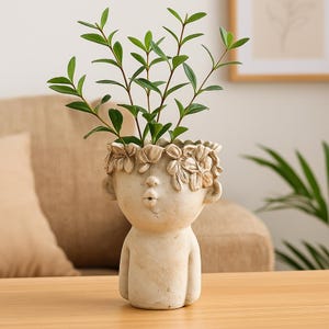 Flowerpot planting head bust flower vessel head for planting plant pot cement