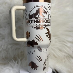 Rainbow Engraved Tumbler, Walk In The Park, Motherhood Engraved Tumbler, 40oz Stainless Steel Tumbler, Mom Life, Custom Tumbler, Jurassic