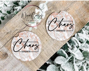 Chaos Coordinator | Rose Gold | Marble | Car Accessory | Car Coasters | Cup Holder Coasters | Car Décor | Gift Ideas | MDF | Ceramic | Cup