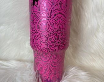 Offensive Mandala, Hidden Swear Words, Offensive, Fun, Humor, 40 oz Tumbler, Laser Engraved, Quencher, Dupe, Handle, Gift For Her