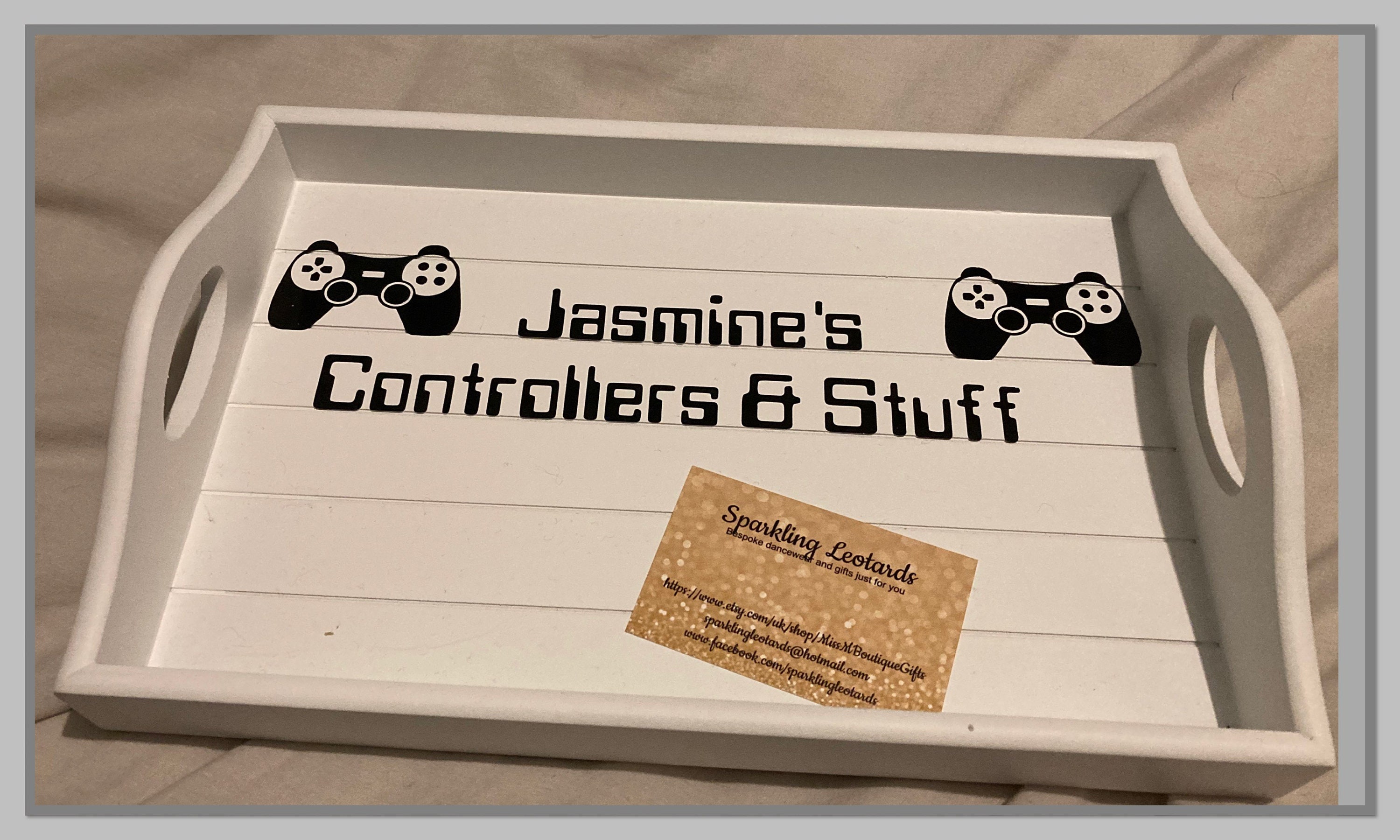 Personalised Gaming white wooden tray desk tidy / tray lap Etsy