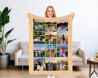 Personalized Photos Blanket,Photo Collage Gifts for him or her, Family&Best Friends Custom Gifts,Special Memory Keepsake,Personalized Gift