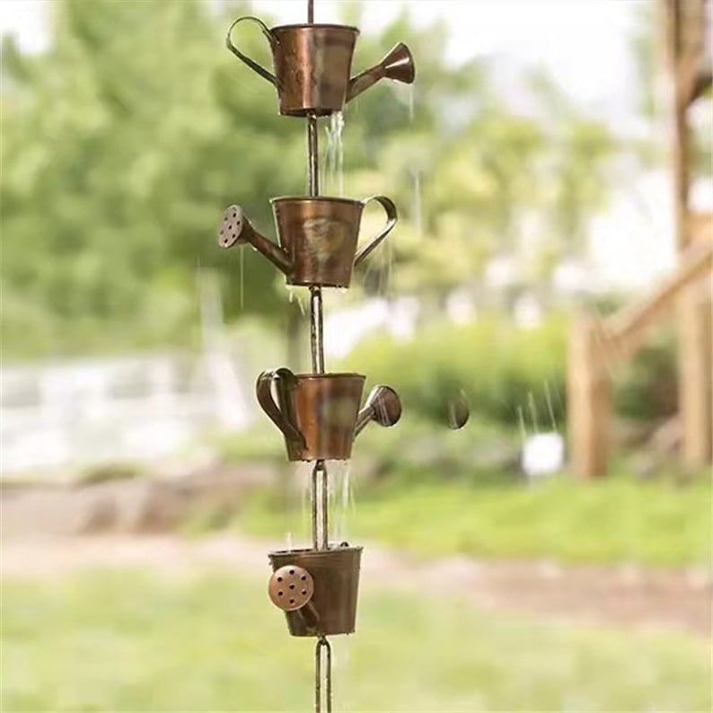 Steel Leaf Rain Chain Wind Chimes Outdoor Decorative Chain Etsy