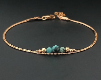 Gold african turquoise thin bracelet,14k gold filled gemstone bracelet,birthstone blue bracelet,dainty bracelet for woman,healing jewelery