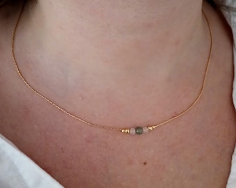 Short rose quartz aventurine gold necklace,minimalist jewel for woman,gold gemstone minimalist jewelry,delicate simple crystal boho choker