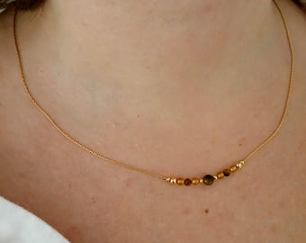 Tiger eye citrine gold necklace,minimalist jewel for woman,gold gemstone minimalist jewelry,delicate mixed simple crystal boho choker