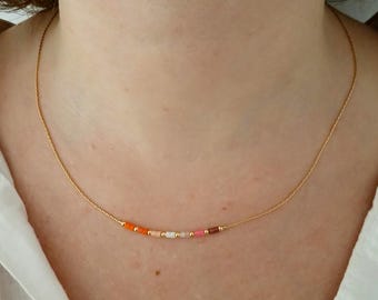 Lesbian 14k gold filled miyuki necklace,extra thin dainty colorful choker,layering colored jewelery,wlw subtle pride gifts,gold jewelry