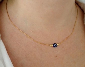 Evil eye gold necklace,make a wish choker,lucky necklace,good luck gift,protection amulet,greek evil eye jewellery,greece charm gold jewelry