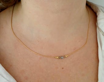 Short labradorite gold necklace,dainty minimal for woman,gold gem stone bar jewelry,aura minimal simple crystal boho choker,gift for her