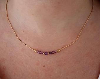 Amethyst healing gold choker,february birthstone necklace for women,purple amethyst gemstone chokers,violet gem stone necklace, woman gift