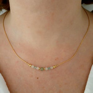 Rose quartz and aventurine gold necklace,minimalist jewel for woman,gold gemstone minimalist jewelry,delicate simple crystal boho choker