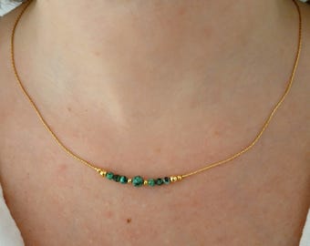 Dainty turquoise gold necklace,minimalist jewel for woman,gold gem stone minimalist jewelry,delicate layering green blue crystal choker