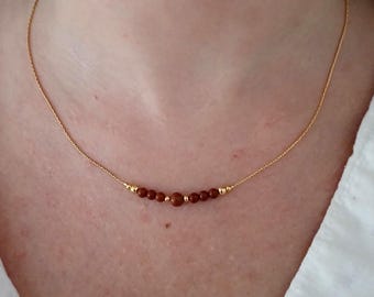 Red jasper gold layered necklace,calming protection lariat necklace,red boho gem stone Y chokers,thin necklaces,woman gold love gifts